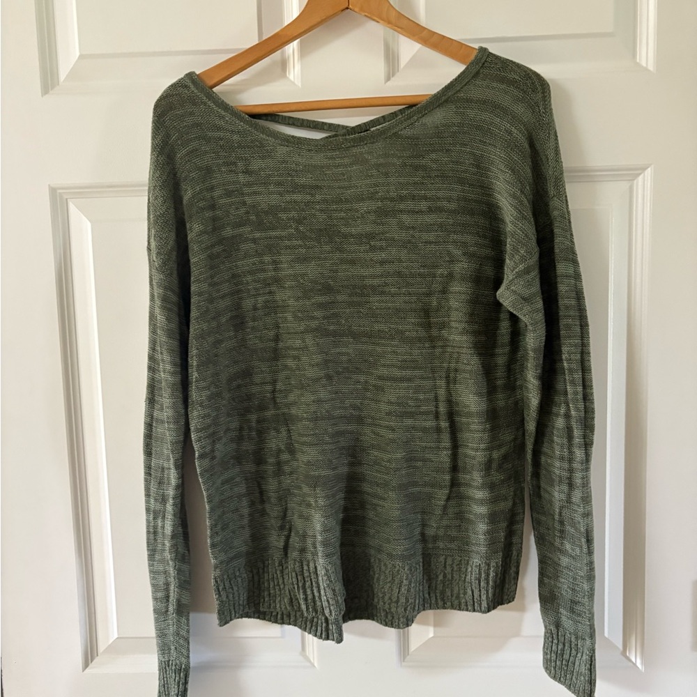 SO Green Crew Neck Sweater with Relaxed Fit